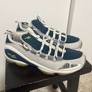 Rare Vintage Reebok DMX Run 10s in Blue/Lime, sz 8.5, fair condition, preowned